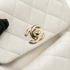 CHANEL 23K TRIPLE POCKET MINI BACKPACK CAVIAR WHITE LGHW (MICROCHIP)