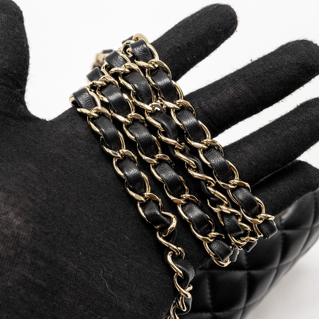 CHANEL MINI RECTANGULAR FLAP BAG LAMBSKIN BLACK LGHW (MICROCHIP)