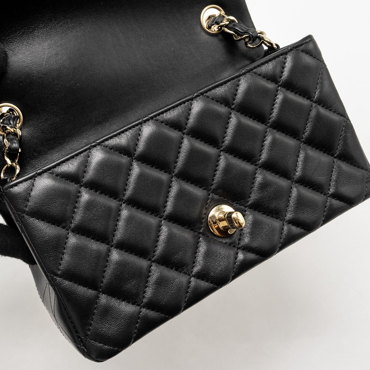 CHANEL MINI RECTANGULAR FLAP BAG LAMBSKIN BLACK LGHW (MICROCHIP)