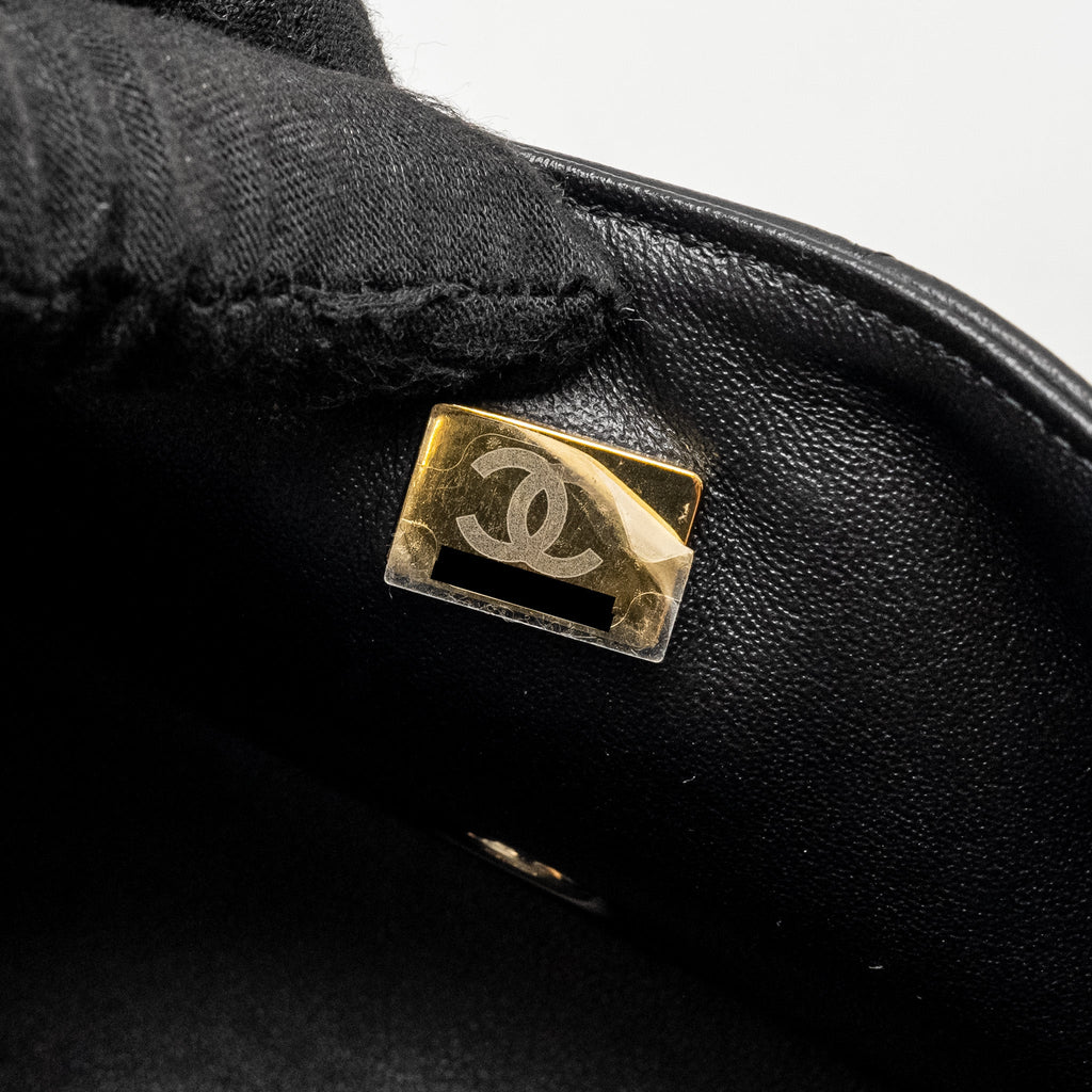 CHANEL MINI RECTANGULAR FLAP BAG LAMBSKIN BLACK LGHW (MICROCHIP)