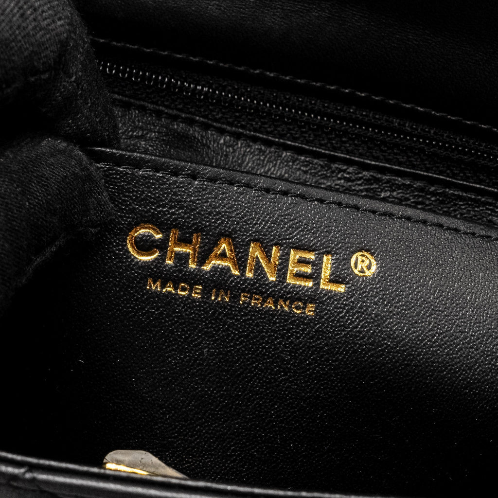 CHANEL MINI RECTANGULAR FLAP BAG LAMBSKIN BLACK LGHW (MICROCHIP)