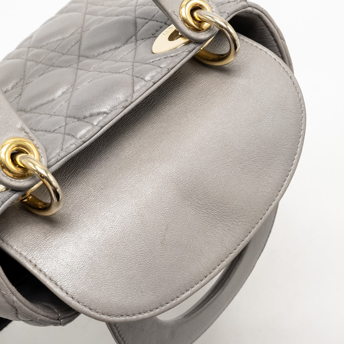DIOR MINI LADY DIOR LAMBSKIN IRIDESCENT GREY LGHW