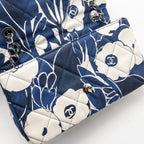 CHANEL MEDIUM LIMITED EDITION FLORA PRINTED CLASSIC FLAP BAG SILK BLUE/WHITE SHW (MICROCHIP)