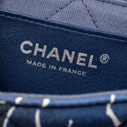 CHANEL MEDIUM LIMITED EDITION FLORA PRINTED CLASSIC FLAP BAG SILK BLUE/WHITE SHW (MICROCHIP)