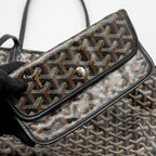 GOYARD SAINT LOUIS PM TOTE BAG GOYARDINE CANVAS / CALFSKIN BLACK SHW
