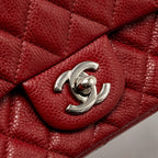 CHANEL MINI SQUARE FLAP BAG CAVIAR RED SHW