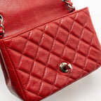 CHANEL MINI SQUARE FLAP BAG CAVIAR RED SHW