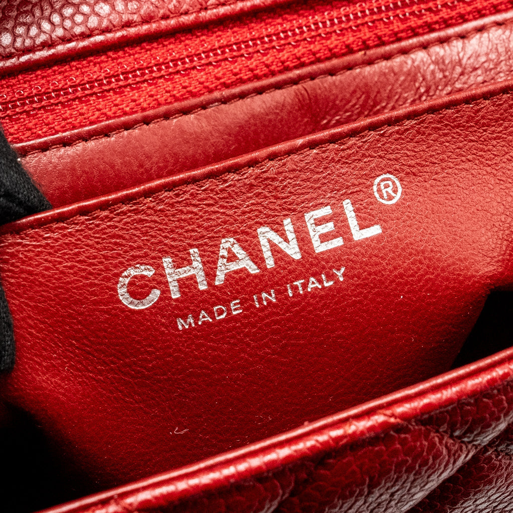 CHANEL MINI SQUARE FLAP BAG CAVIAR RED SHW