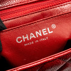 CHANEL MINI SQUARE FLAP BAG CAVIAR RED SHW