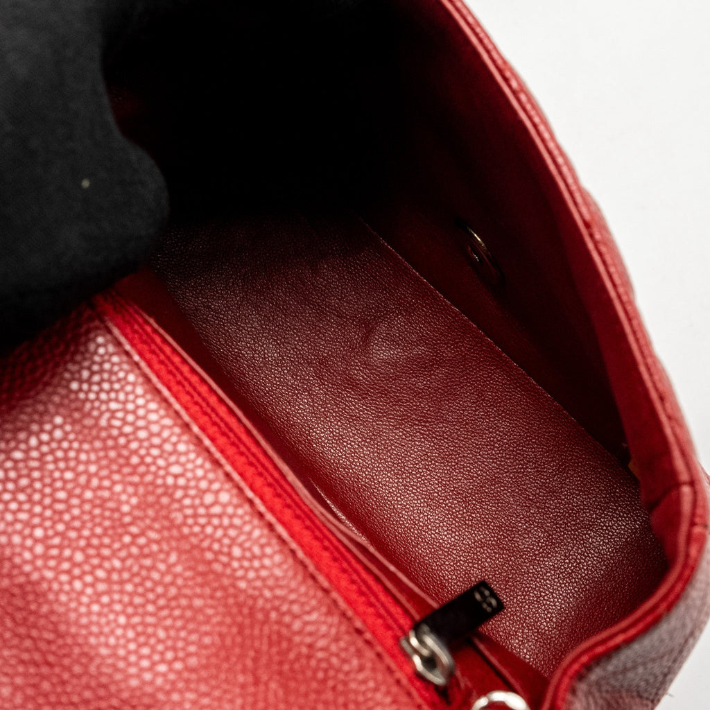 CHANEL MINI SQUARE FLAP BAG CAVIAR RED SHW