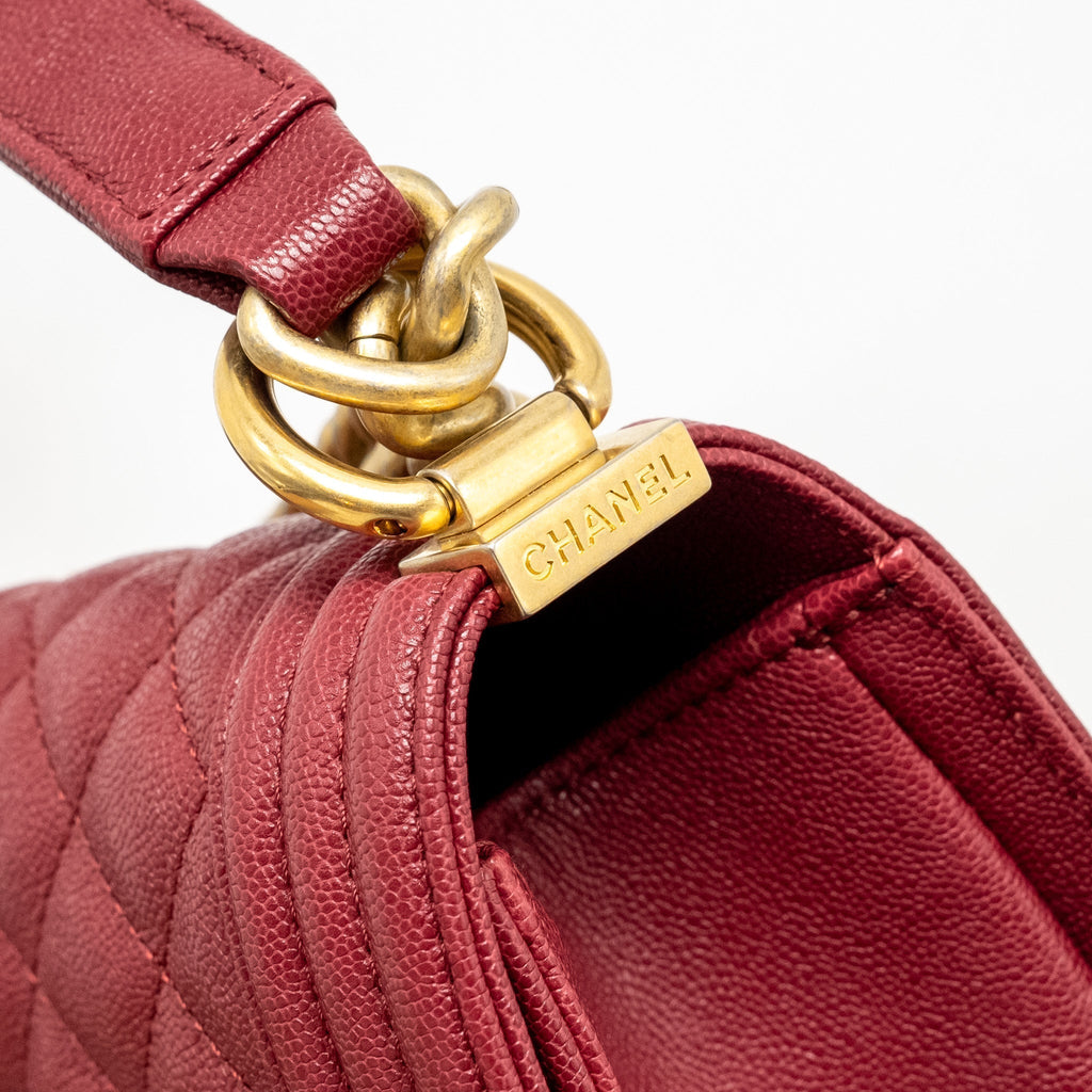 CHANEL MEDIUM BOY BAG CAVIAR RED GHW