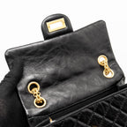 CHANEL MINI 2.55 REISSUE FLAP BAG AGED CALFSKIN BLACK BRUSHED GHW (MICROCHIP)