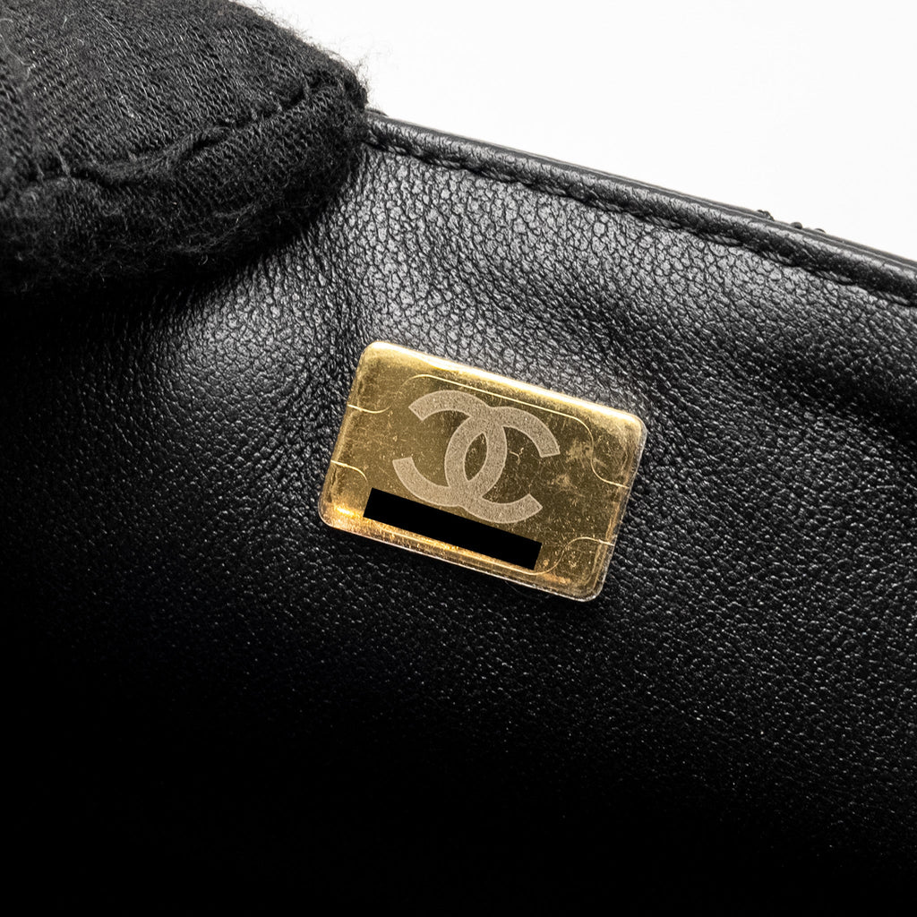 CHANEL MINI 2.55 REISSUE FLAP BAG AGED CALFSKIN BLACK BRUSHED GHW (MICROCHIP)