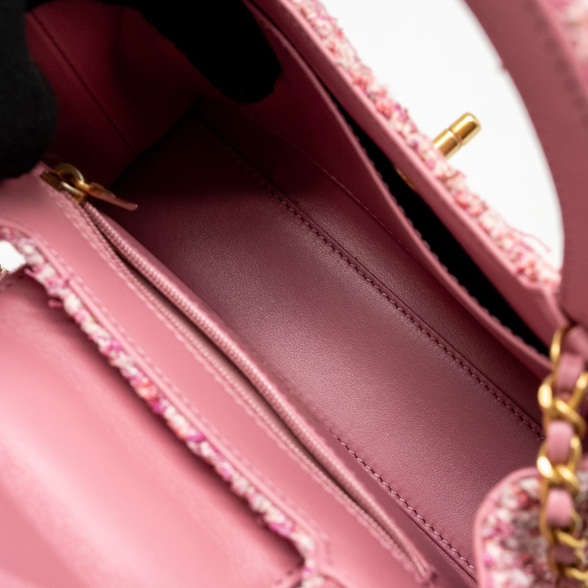 CHANEL 24P MINI KELLY/SHOPPING TOTE TWEED PINK/MULTICOLOUR GHW (MICROCHIP)