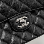 CHANEL SMALL CLASSIC DOUBLE FLAP BAG CAVIAR BLACK SHW (MICROCHIP)