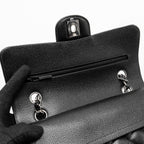 CHANEL SMALL CLASSIC DOUBLE FLAP BAG CAVIAR BLACK SHW (MICROCHIP)