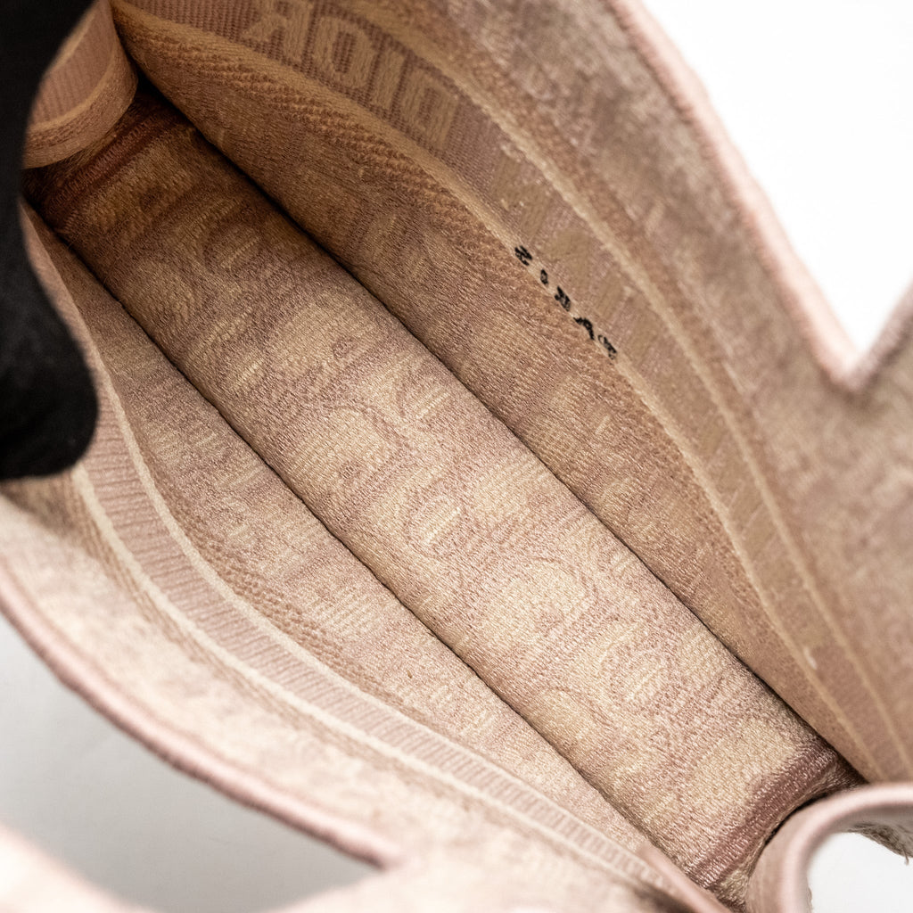 DIOR MINI BOOK TOTE OBLIQUE EMBROIDERY PINK