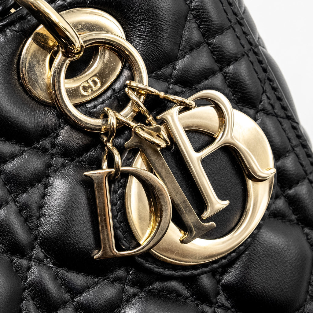 DIOR MEDIUM LADY DIOR LAMBSKIN BLACK LGHW