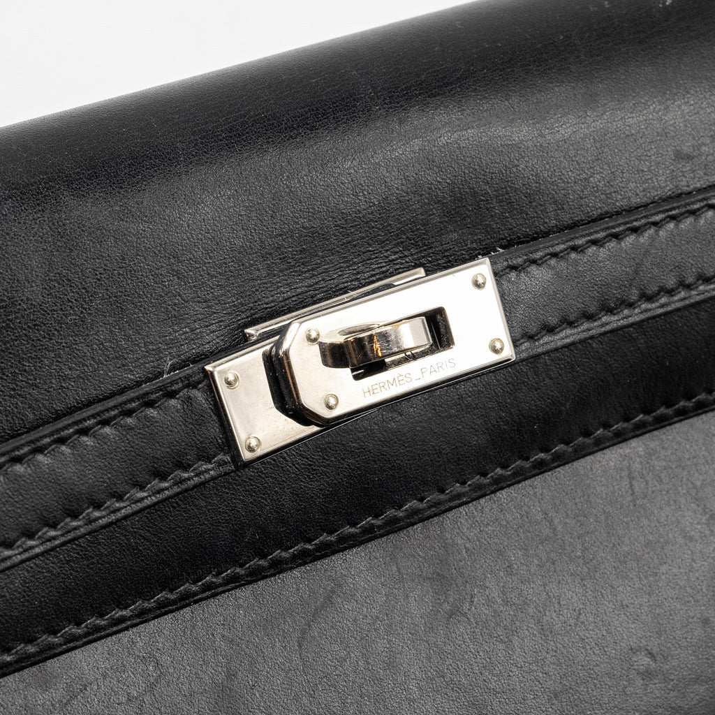 HERMES KELLY LONG WALLET BOX BLACK SHW