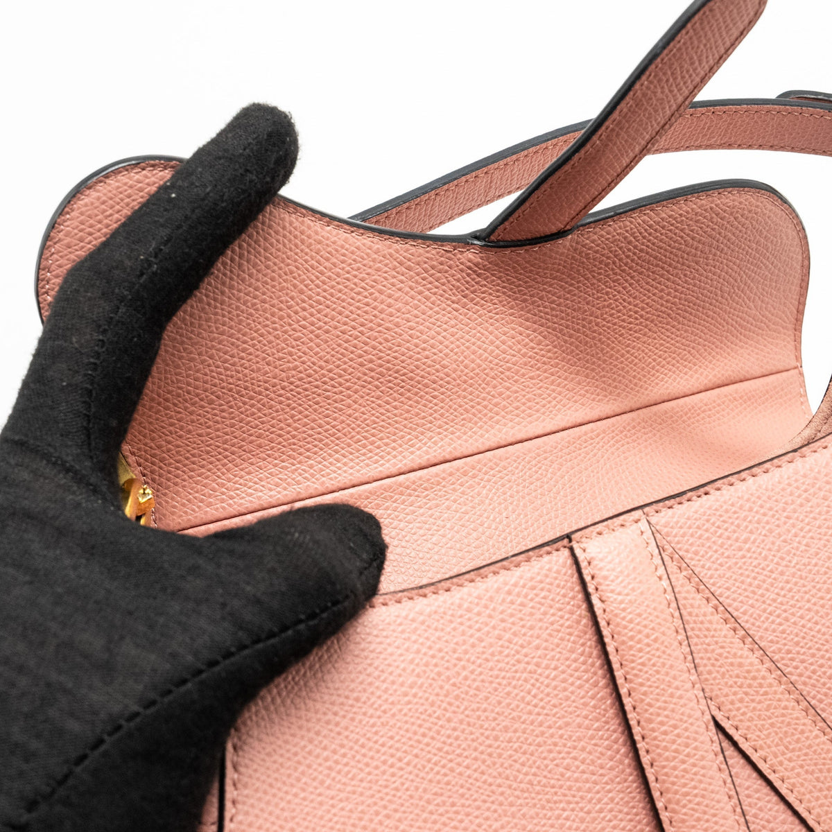 DIOR MINI SADDLE BAG GRAINED CALFSKIN PINK GHW