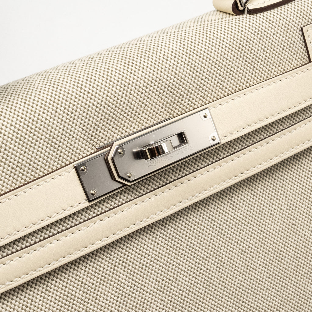 Hermes Kelly 28 Sellier Toile H/Swift Ecru-Amande/Nata SHW