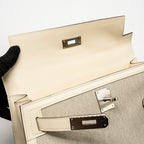 HERMES KELLY 28 SELLIER TOILE H/SWIFT ECRU-AMANDE/NATA SHW
