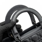 DIOR MEDIUM LADY DIOR ULTRAMATTE CANNAGE CALFSKIN SO BLACK