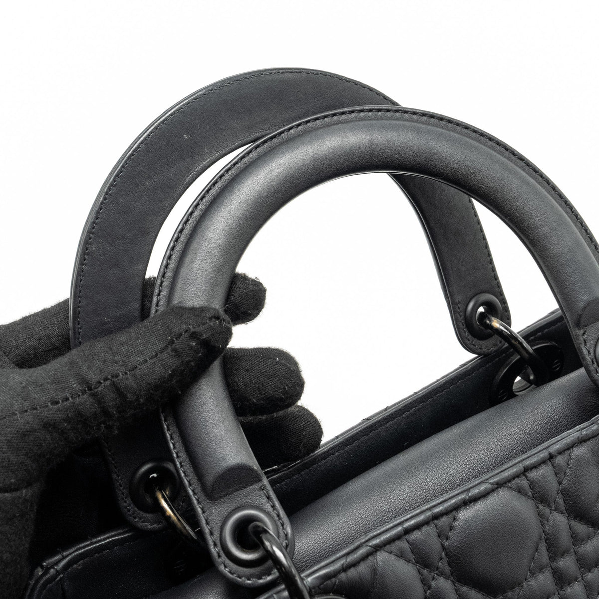 DIOR MEDIUM LADY DIOR ULTRAMATTE CANNAGE CALFSKIN SO BLACK