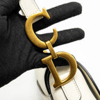 DIOR MEDIUM SADDLE BAG CALFSKIN WHITE GHW