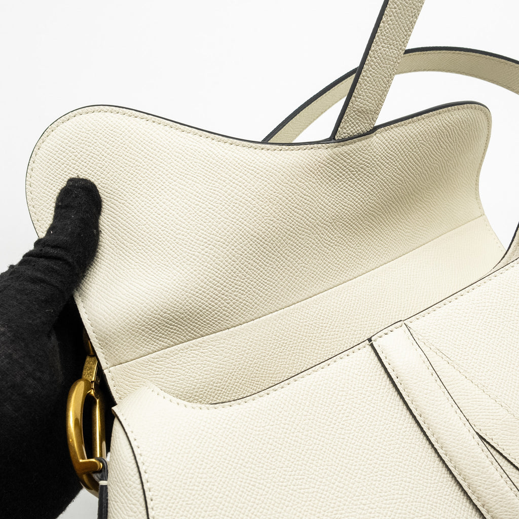 DIOR MEDIUM SADDLE BAG CALFSKIN WHITE GHW
