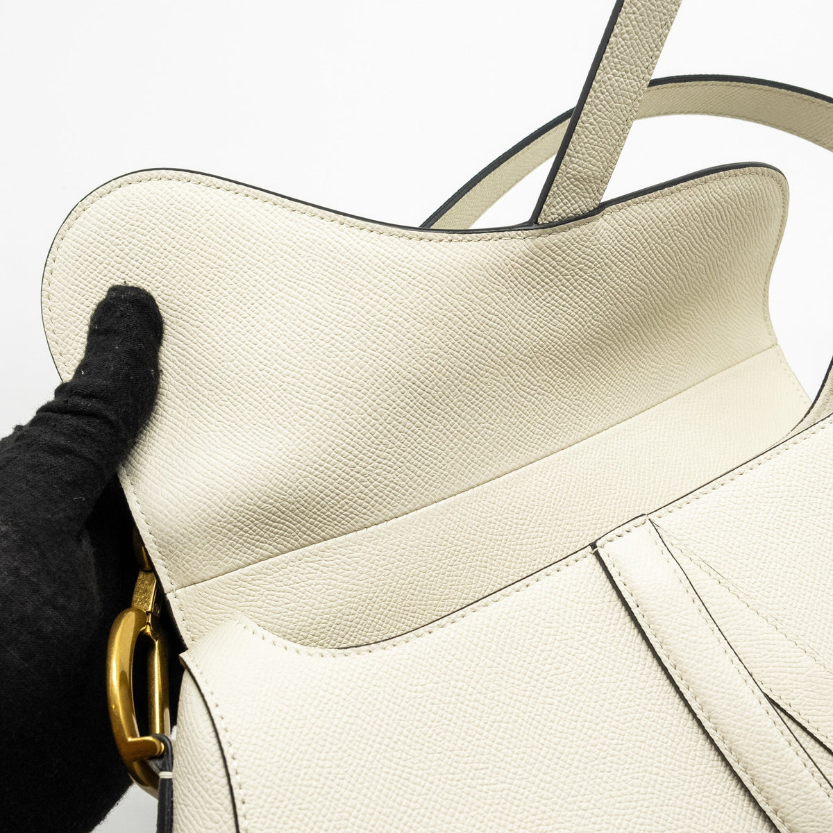DIOR MEDIUM SADDLE BAG CALFSKIN WHITE GHW