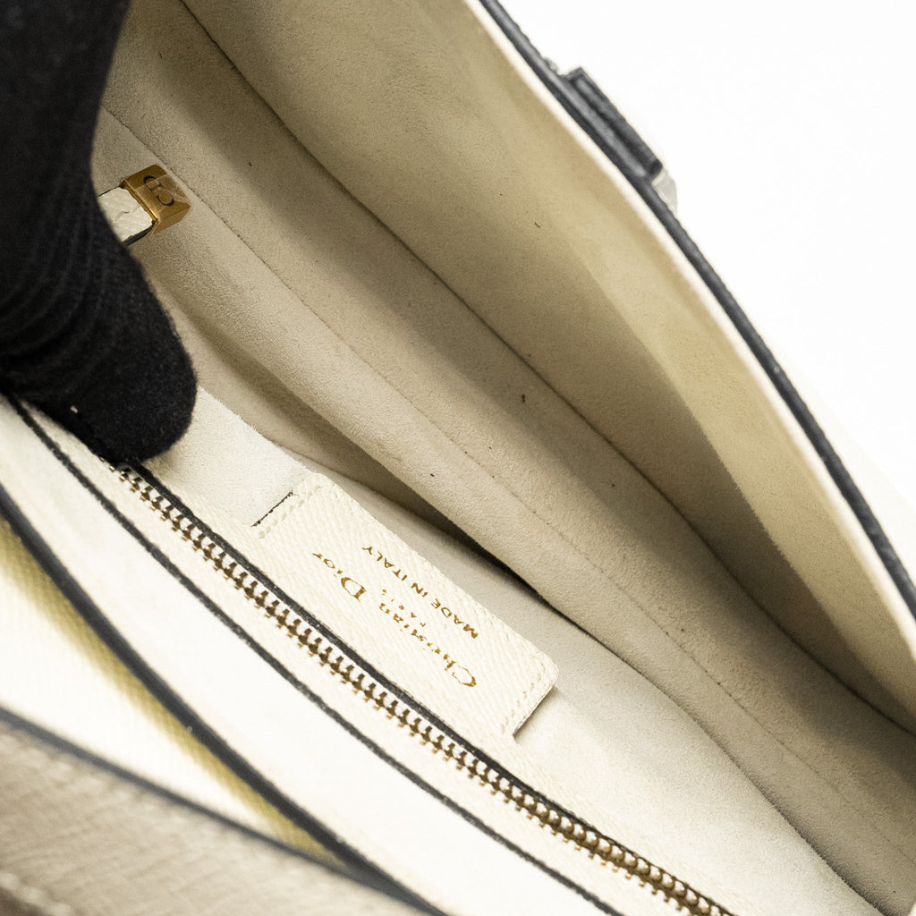 DIOR MEDIUM SADDLE BAG CALFSKIN WHITE GHW