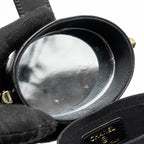 CHANEL CC ROUND VANITY CASE WITH CHAIN LAMBSKIN BLACK LGHW