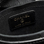 CHANEL CC ROUND VANITY CASE WITH CHAIN LAMBSKIN BLACK LGHW
