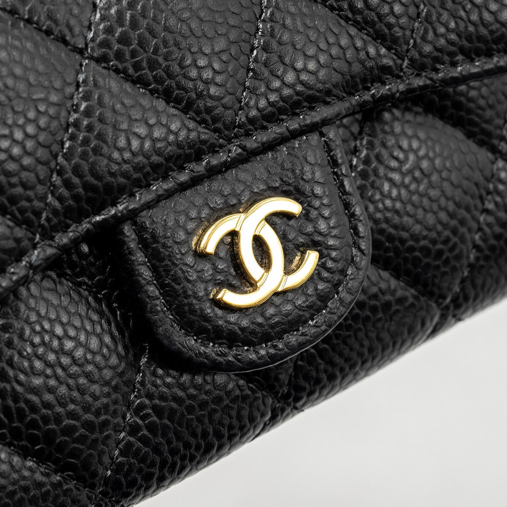 CHANEL CLASSIC FLAP CARD HOLDER CAVIAR BLACK GHW (MICROCHIP)