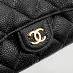 CHANEL CLASSIC FLAP CARD HOLDER CAVIAR BLACK GHW (MICROCHIP)