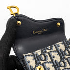 DIOR SADDLE LOTUS WALLET BLUE OBLIQUE JACQUARD GHW