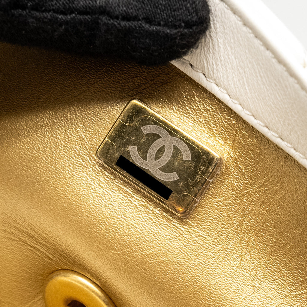 CHANEL PEARL CRUSH MINI RECTANGULAR FLAP BAG LAMBSKIN WHITE GHW (MICROCHIP)