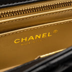 CHANEL PEARL CRUSH MINI RECTANGULAR FLAP BAG LAMBSKIN BLACK GHW (MICROCHIP)