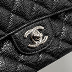 CHANEL MEDIUM CLASSIC DOUBLE FLAP BAG CAVIAR BLACK SHW