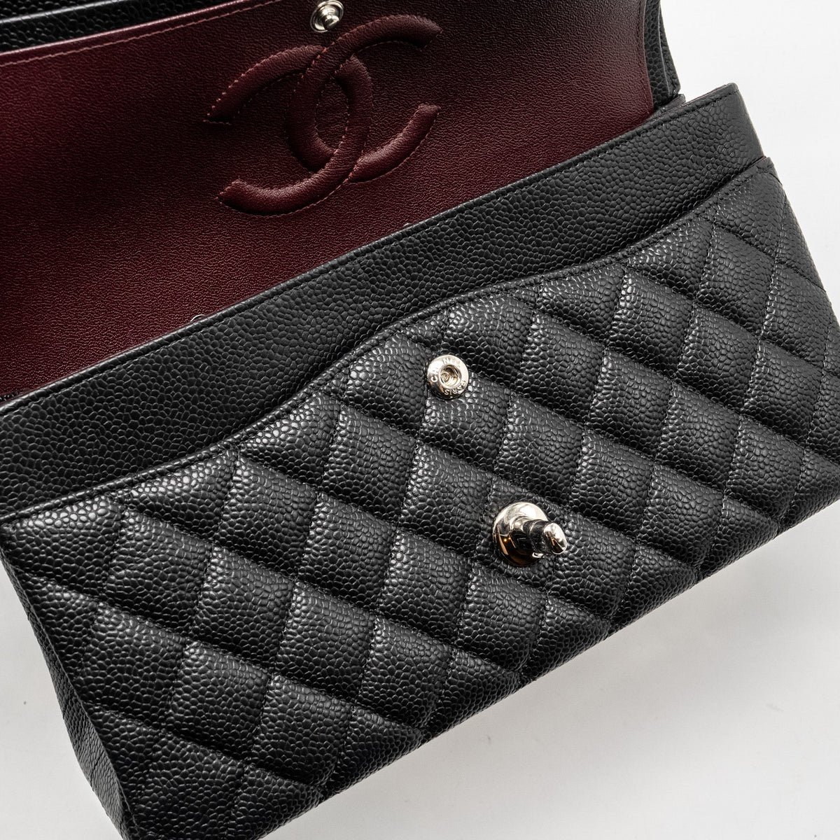 CHANEL MEDIUM CLASSIC DOUBLE FLAP BAG CAVIAR BLACK SHW