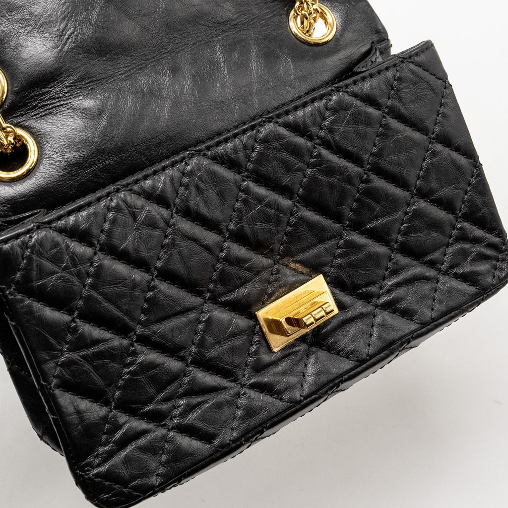 CHANEL MINI 2.55 REISSUE AGED CALFSKIN BLACK GHW