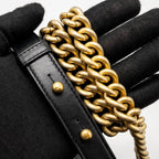 CHANEL SMALL BOY BAG CALFSKIN BLACK GHW (MICROCHIP)