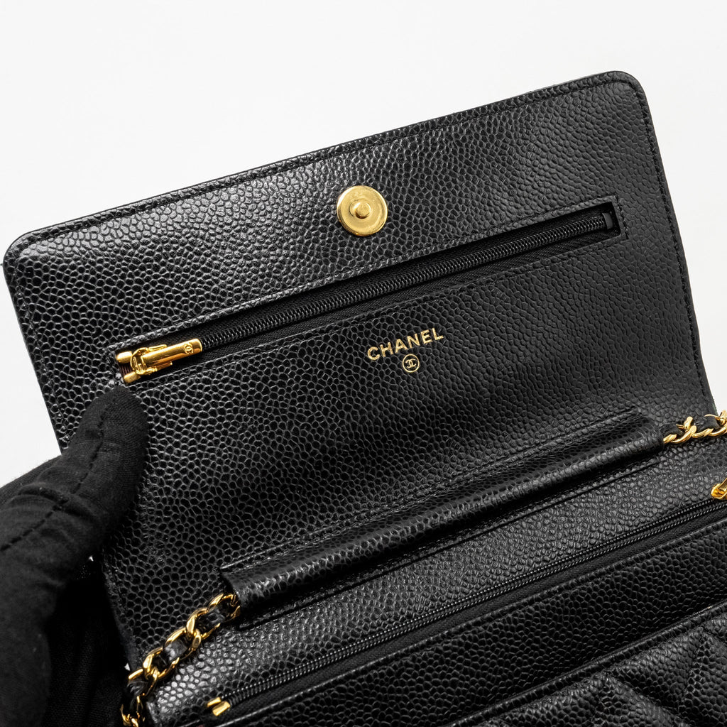 CHANEL CLASSIC WALLET ON CHAIN CAVIAR BLACK GHW