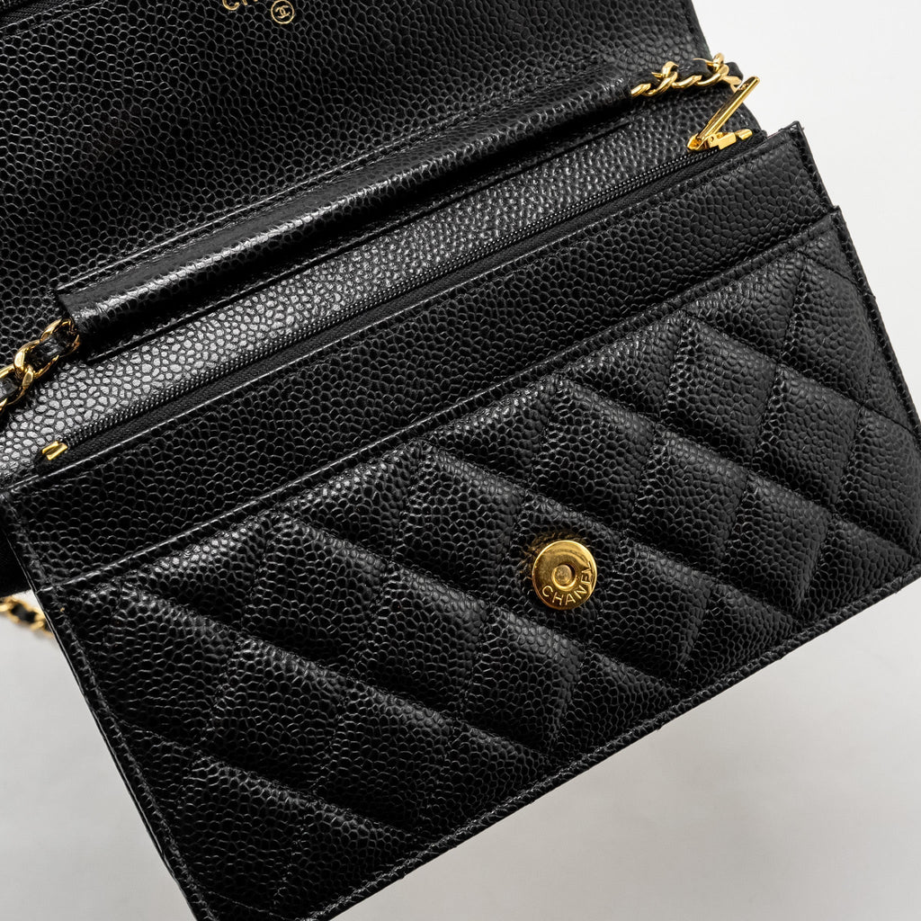 CHANEL CLASSIC WALLET ON CHAIN CAVIAR BLACK GHW