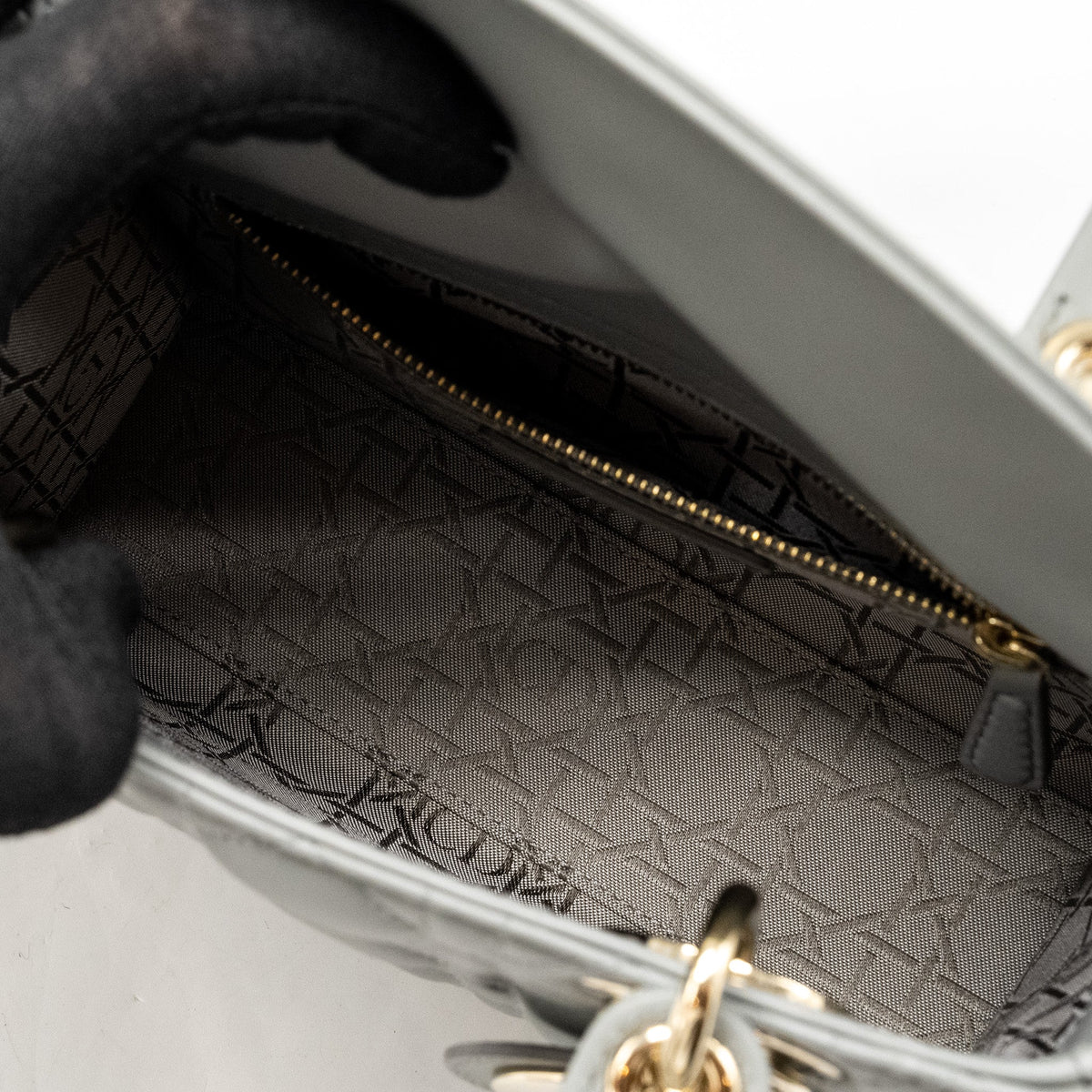 DIOR MY ABC SMALL LADY DIOR LAMBSKIN GREY LGHW