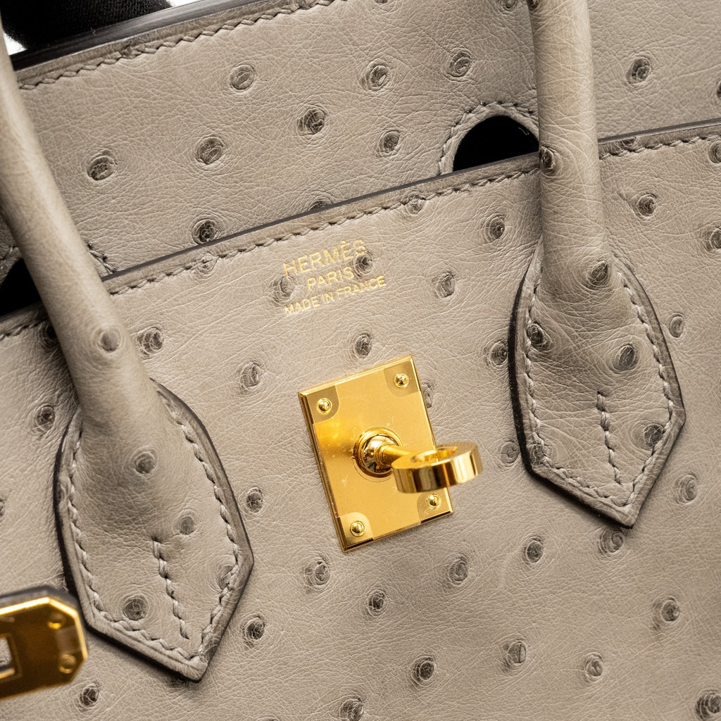 Hermes Birkin 25 Ostrich Gris Tourterelle GHW
