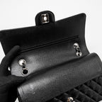 CHANEL MEDIUM CLASSIC DOUBLE FLAP BAG CAVIAR BLACK SHW (MICROCHIP)