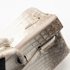 HERMES BIRKIN 25 CROCODILE NILOTICUS HIMALAYA BLANC SHW