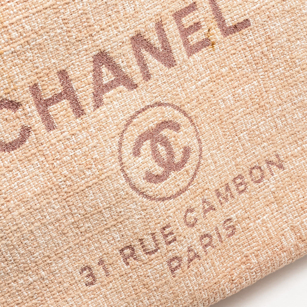 CHANEL DEAUVILLE TOTE BAG CANVAS/ CALFSKIN PINK SHW